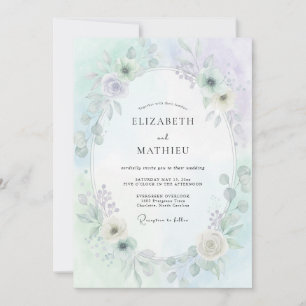 Invitation Vert Mousse Flore Éthérée de Mariage