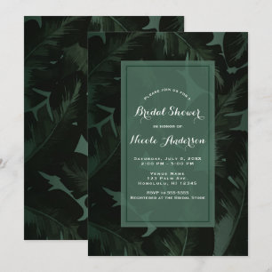 Invitation Vert & Noir Chic Feuilles Tropicales Baby Shower M