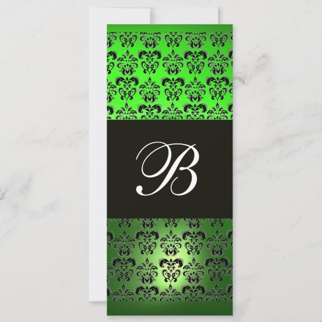 Invitation VERT NOIR DOMMASK MONOGRAM, émeraude blanche (Devant)