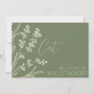 Invitation Vert olive et crème Proposition Demoiselle d'Honne