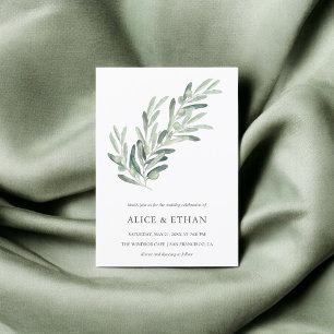 Invitation Vert Olive Simple Mariage