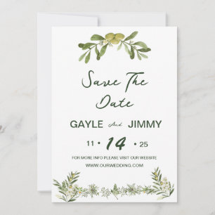Invitation Vert Olivier Moderne Sauvez La Date