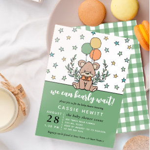 Invitation Vert on peut attendre Baby shower