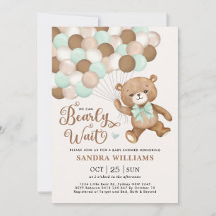 Invitation Vert on peut attendre prématurément Teddy Bear Bab