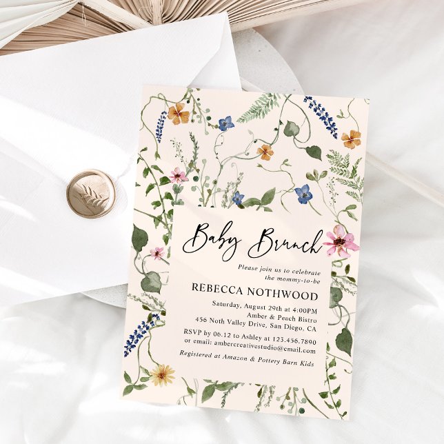 Invitation Vert rose vif Bébé Brunch Douche (Créateur téléchargé)