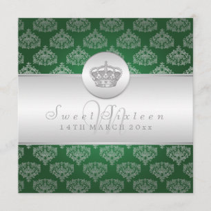 Invitation Vert royal de la couronne 2 de partie de sweet