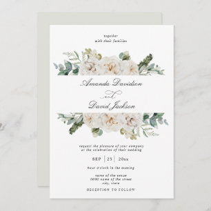 Invitation Vert rustique Blanc Floral Sage Vert Mariage