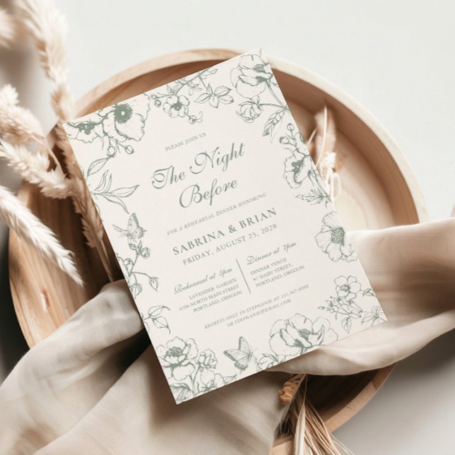 Invitation Vert sage élégant pour le dîner de répétition de l (Créateur téléchargé)