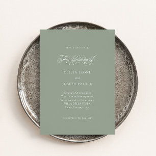 Invitation Vert sage   Mariage minimaliste d'élégance italien
