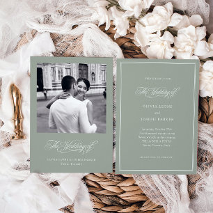 Invitation Vert sage Mariage photo italien Elegance