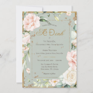 Invitation Vert sauge blush aquarelle mariage floral