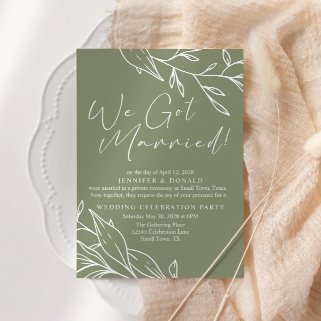 Invitation Vert sauge Boho Fleur Mariage Juste Marié (Créateur téléchargé)