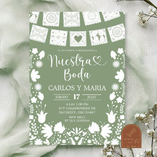 Invitation Vert sauge Boho Talavera Mexicain Notre Mariage