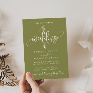Invitation Vert sauge calligraphie Le mariage de mariage 