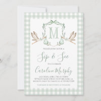 Vert sauge cigogne Sip & See Gingham chic