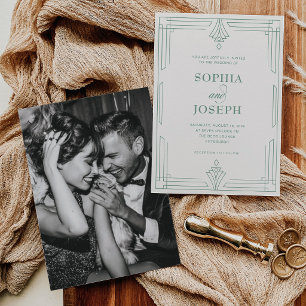 Invitation Vert sauge élégant et ivoire doux Mariage en pho