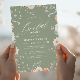 Invitation Vert sauge élégant floral de fleurs sauvages showe