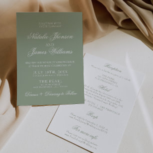 Invitation Vert sauge élégant Luxe Bohème Tout en Un Mariage