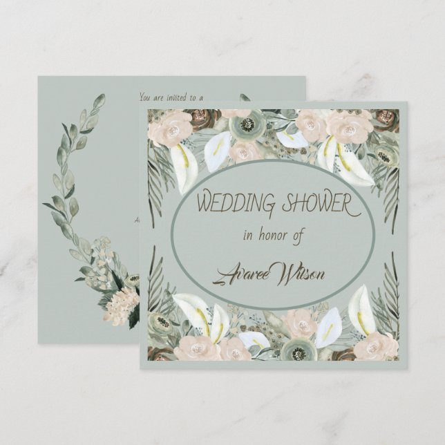 Invitation Vert sauge et douche de crème à la vanille (Devant / Derrière)