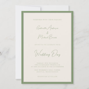 Invitation Vert sauge et ivoire Mariage traditionnel simple