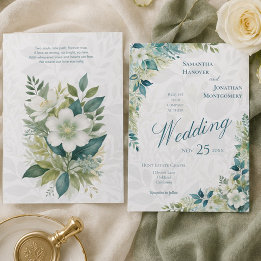 Invitation Vert sauge Eucalyptus Mariage Ivoire