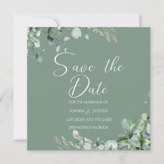 Invitation Vert sauge eucalyptus minimaliste annonce de date