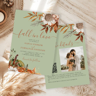 Invitation Vert sauge feuilles de rouille boho floral mariage