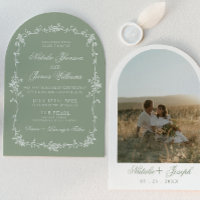 Vert sauge floral boho botanique mariage arqué