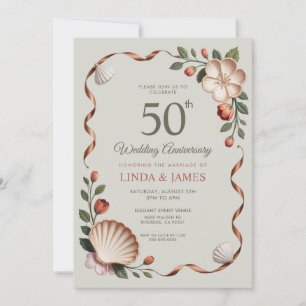 Invitation Vert sauge floral fleurs mariage anniversaire