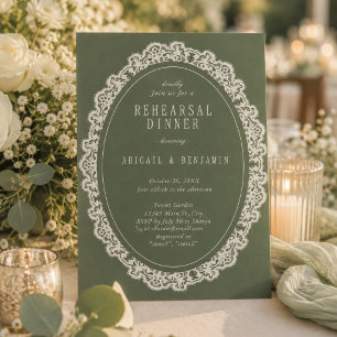 Invitation Vert sauge floral vintage dîner de répétition en d