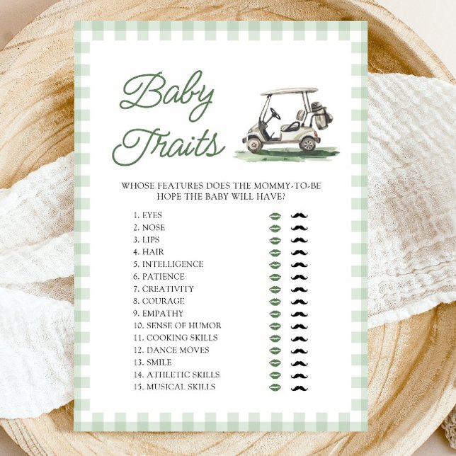 Invitation Vert Sauge Golf Bébé Traits Jeu de Baby Shower (Sage Green Golf Baby Traits Baby Shower Game)