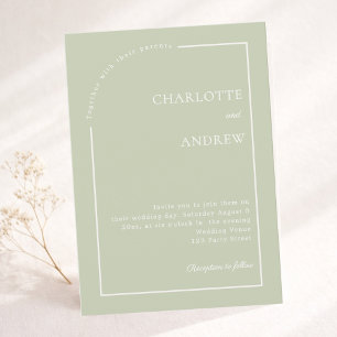 Invitation Vert sauge ivoire mariage moderne minimaliste