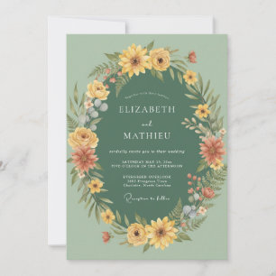 Invitation Vert sauge Mariage automnal vibrant