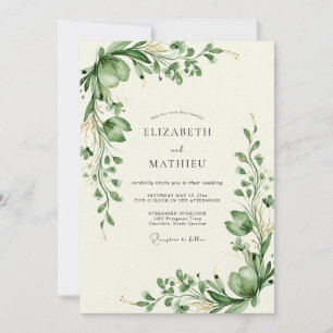 Invitation Vert sauge Mariage botanique sophistiqué