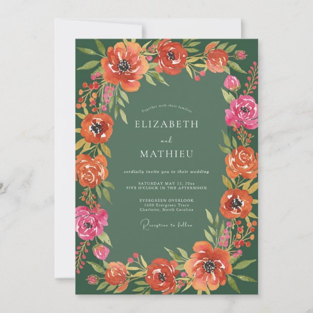 Invitation Vert sauge Mariage rustique abondant (Devant)