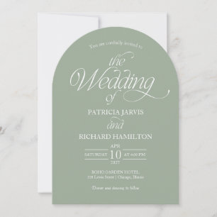 Invitation Vert Sauge Minimaliste Élégance d'Arche de Mariage