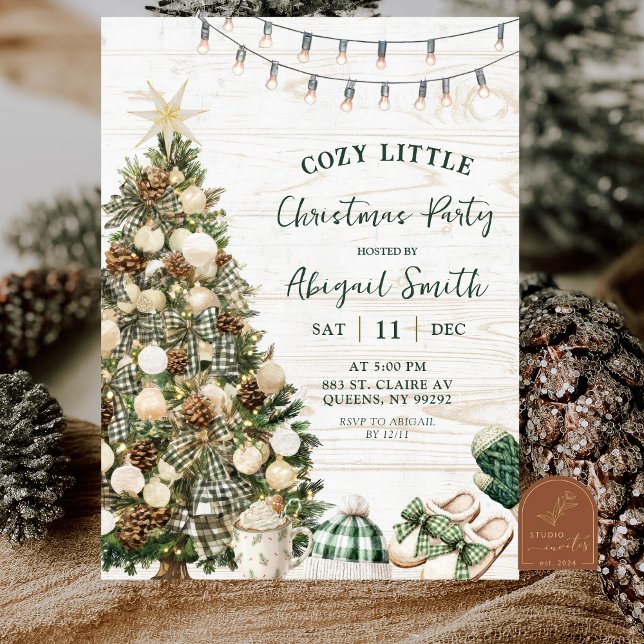 Invitation Vert sauge Noël rustique Hygge Confortable et Cosy (Créateur téléchargé)