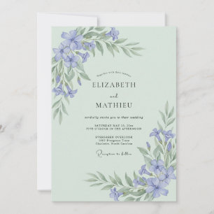 Invitation Vert sauge paisible mariage botanique