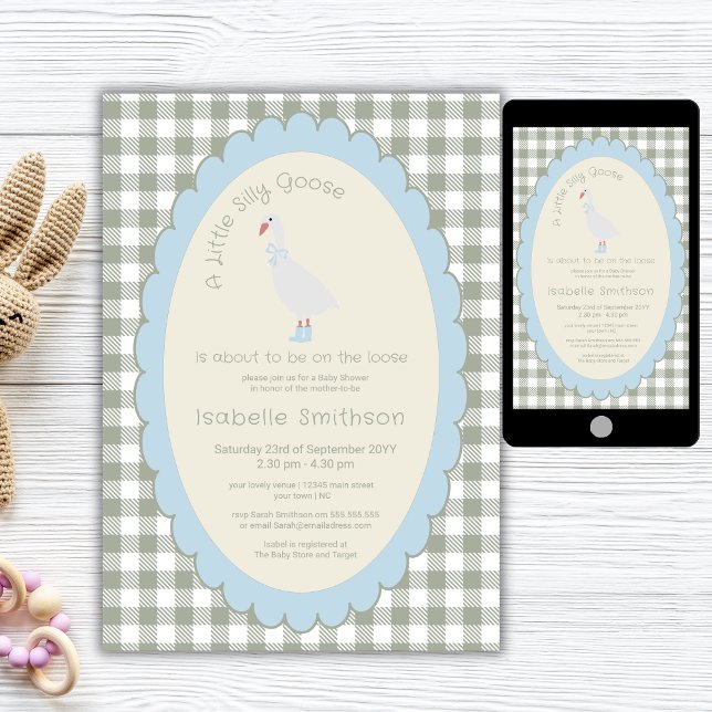 Invitation Vert Sauge Prépa Petit Canard Bébé Féérique (Créateur téléchargé)