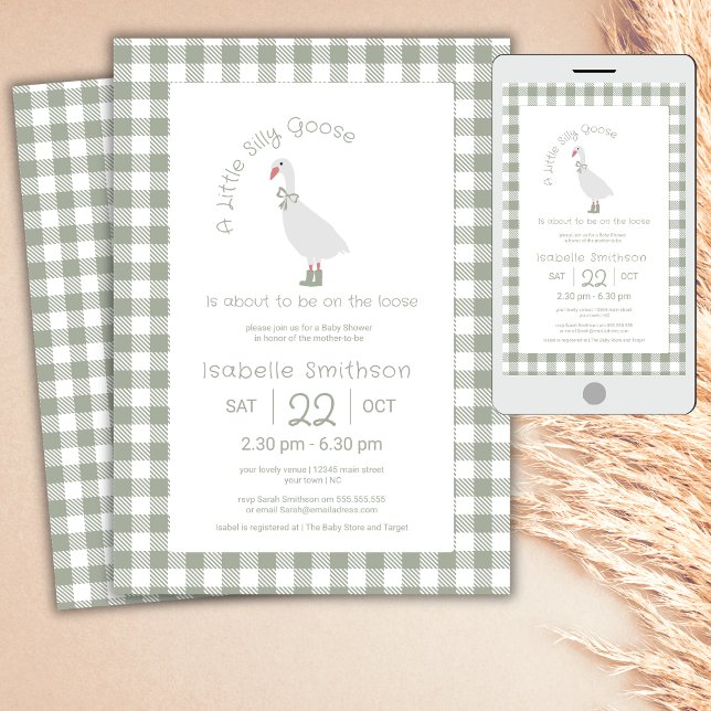 Invitation Vert Sauge Prépa Petit Canard Bébé Féérique (Créateur téléchargé)