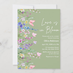 Invitation Vert sauge Printemps Amour en fleurs Salle de mari