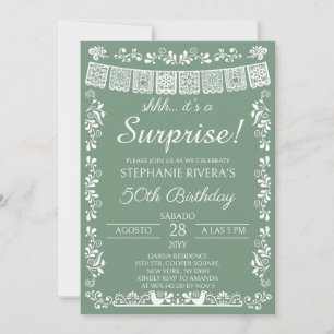 Invitation Vert sauge Shhh C'est une surprise 50e anniversair