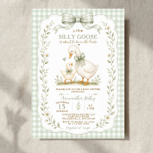 Invitation Vert sauge Silly Goose Baby Shower Neutre