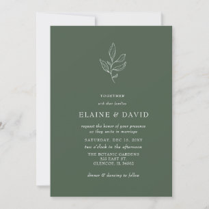 Invitation Vert simple élégant Mariage botanique moderne