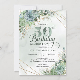 Invitation Vert succulents eucalyptus faux or 50e