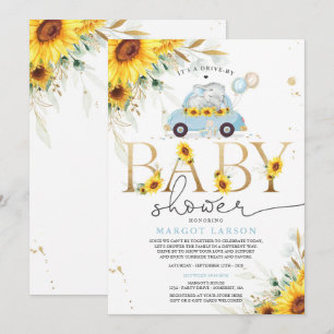 Invitation Vert Sunflower Elephant Drive Par Baby shower