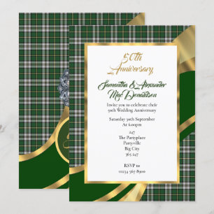 Invitation Vert tartan écossais anniversaire de mariage doré