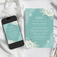 Vert Tilleul Sauge Floral Broderie Musulmane Maria