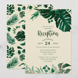 Invitation Vert tropical avec Gold Foliage Réception de maria