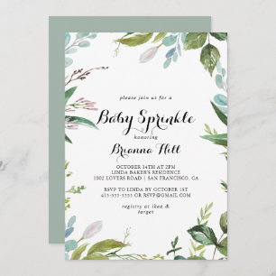 Invitation Vert Tropical Moderne Calligraphie Baby Sprinkel